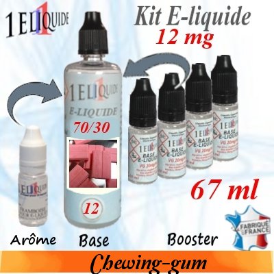 E-liquide Chewing-gum PG 70 % -- VG 30 % nicotine 12 mg/ml de 67 ml E-liquide-Chewing-gum-12mg 70/30