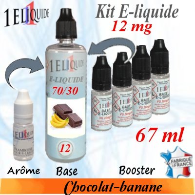 E-liquide Chocolat-banane PG 70 % -- VG 30 % nicotine 12 mg/ml de 67 ml E-liquide-Chocolat-banane-12mg 70/30
