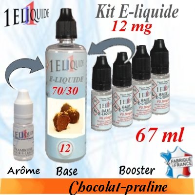 E-liquide Chocolat-praline PG 70 % -- VG 30 % nicotine 12 mg/ml de 67 ml E-liquide-Chocolat-praline-12mg 70/30