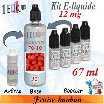 E-liquide Fraise-bonbon PG 70 % -- VG 30 % nicotine 12 mg/ml de 67 ml E-liquide-Fraise-bonbon-12mg 70/30