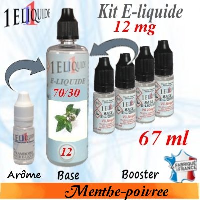 E-liquide Menthe Poivrée PG 70 % -- VG 30 % nicotine 12 mg/ml de 67 ml E-liquide-Menthe Poivrée-12mg 70/30
