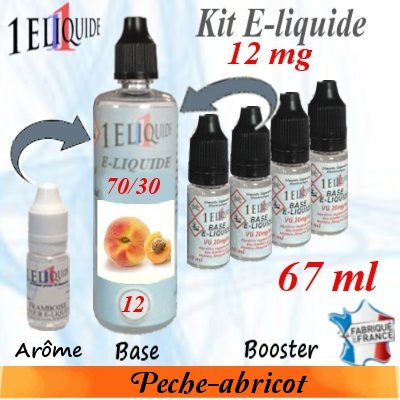 E-liquide Pêche-abricot PG 70 % -- VG 30 % nicotine 12 mg/ml de 67 ml E-liquide-Pêche-abricot-12mg 70/30