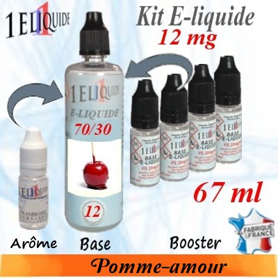E-liquide Pomme-amour PG 70 % -- VG 30 % nicotine 12 mg/ml de 67 ml E-liquide-Pomme-amour-12mg 70/30