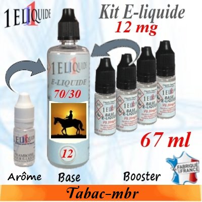E-liquide Tabac MBR PG 70 % -- VG 30 % nicotine 12 mg/ml de 67 ml E-liquide-Tabac MBR-12mg 70/30