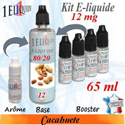 E-liquide Cacahuete PG 80 % -- VG 20 % nicotine 12 mg/ml de 65 ml E-liquide-Cacahuete-12mg 80/20
