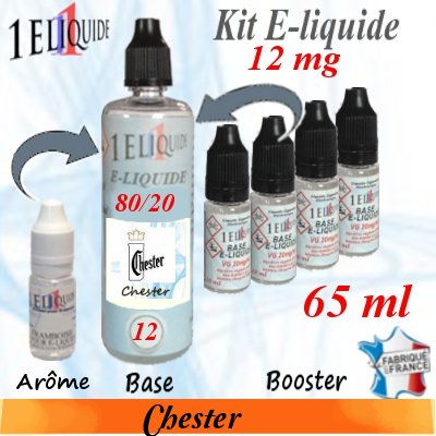 E-liquide Chester PG 80 % -- VG 20 % nicotine 12 mg/ml de 65 ml E-liquide-Chester-12mg 80/20