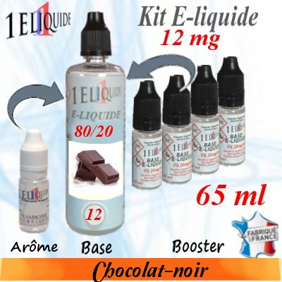 E-liquide Chocolat-noir PG 80 % -- VG 20 % nicotine 12 mg/ml de 65 ml E-liquide-Chocolat-noir-12mg 80/20
