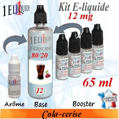 E-liquide Cola-cerise PG 80 % -- VG 20 % nicotine 12 mg/ml de 65 ml E-liquide-Cola-cerise-12mg 80/20