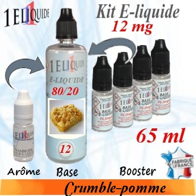 E-liquide Crumble-pomme PG 80 % -- VG 20 % nicotine 12 mg/ml de 65 ml E-liquide-Crumble-pomme-12mg 80/20