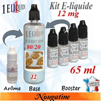 E-liquide Nougatine PG 80 % -- VG 20 % nicotine 12 mg/ml de 65 ml E-liquide-Nougatine-12mg 80/20