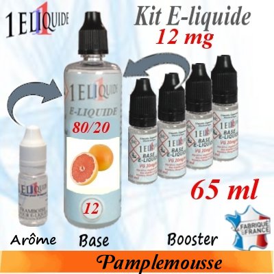E-liquide Pamplemousse PG 80 % -- VG 20 % nicotine 12 mg/ml de 65 ml E-liquide-Pamplemousse-12mg 80/20