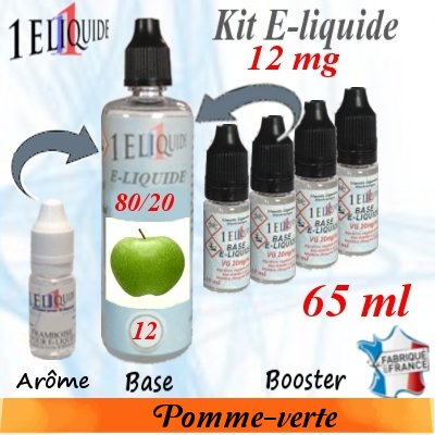 E-liquide Pomme-verte PG 80 % -- VG 20 % nicotine 12 mg/ml de 65 ml E-liquide-Pomme-verte-12mg 80/20