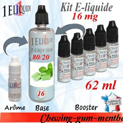 E-liquide-Chewing-gum-menthe-16mg 80/20