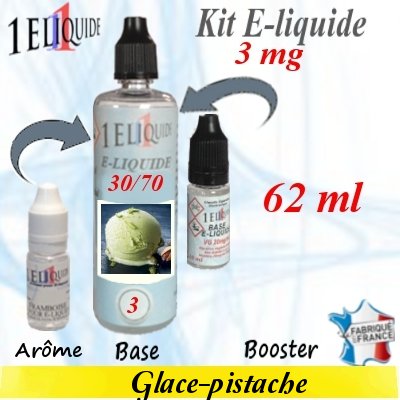 E-liquide goût Glace-pistache PG 30 % -- VG 70 % nicotine 3 mg/ml de 0 ml E-liquide-Glace-pistache-3mg 30/70