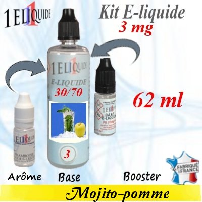 E-liquide goût Mojito-pomme PG 30 % -- VG 70 % nicotine 3 mg/ml de 0 ml E-liquide-Mojito-pomme-3mg 30/70