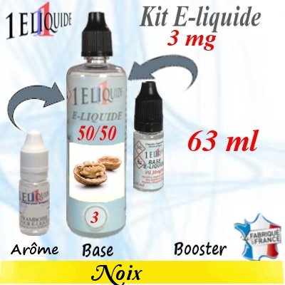 E-liquide parfum Noix PG 50 % -- VG 50 % nicotine 3 mg/ml de 63 ml E-liquide-Noix-3mg 50/50