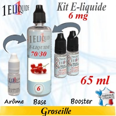 E-liquide Groseille PG 70 % -- VG 30 % nicotine 6 mg/ml de 65 ml E-liquide-Groseille-6mg 70/30