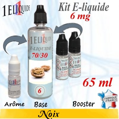 E-liquide Noix PG 70 % -- VG 30 % nicotine 6 mg/ml de 65 ml E-liquide-Noix-6mg 70/30