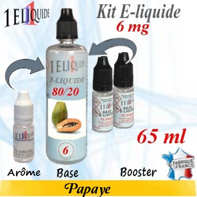 E-liquide Papaye PG 80 % -- VG 20 % nicotine 6 mg/ml de 65 ml E-liquide-Papaye-6mg 80/20