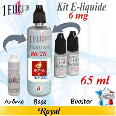 E-liquide Royal PG 80 % -- VG 20 % nicotine 6 mg/ml de 65 ml E-liquide-Royal-6mg 80/20