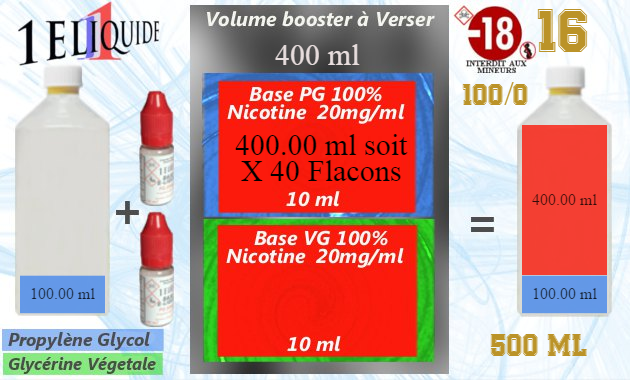 Liquide de base 100/0 16 mg nicotine 500 Ml